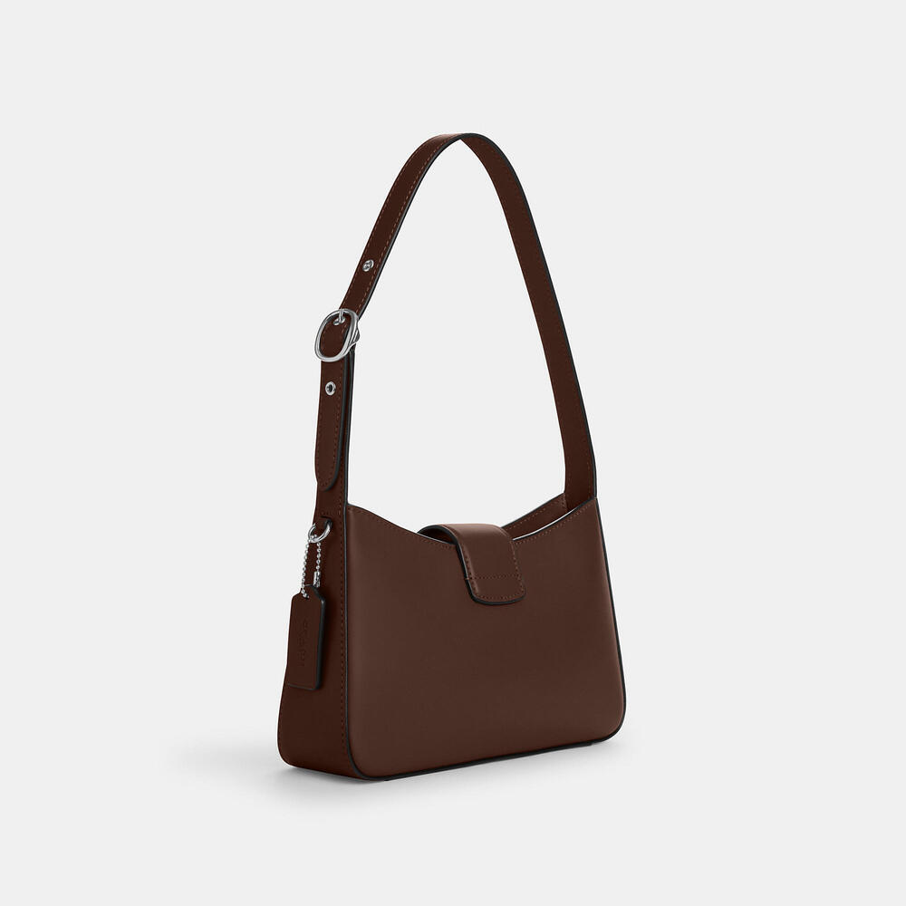 Coach Eliza Shoulder Bag With Zipper Closure Brown Silver NEW - Picture 2 of 5